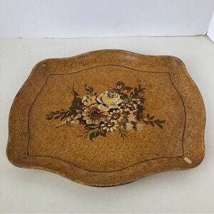 Vintage Japanese Japanese floral painted serving vanity tray as is